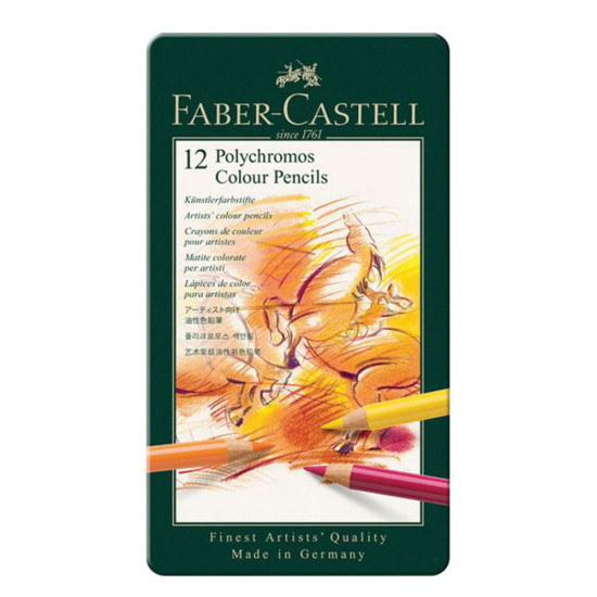 Faber Castell Polychromos 110012 μεταλλική κασετίνα με ξυλομπογιές 12 χρ.
