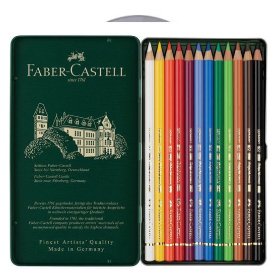 Faber Castell Polychromos 110012 μεταλλική κασετίνα με ξυλομπογιές 12 χρ.