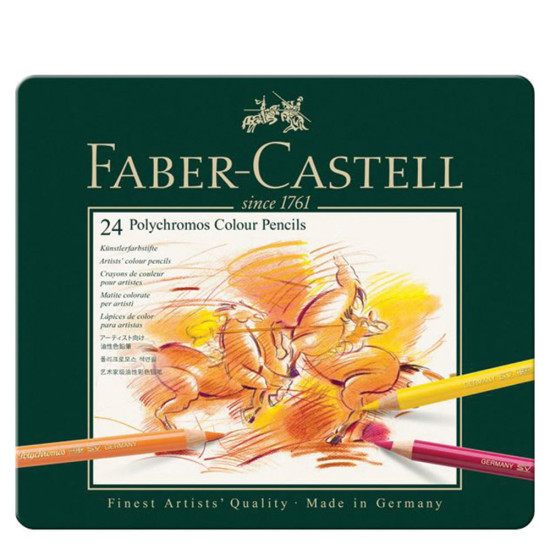 Faber Castell Polychromos 110024 μεταλλική κασετίνα με ξυλομπογιές 24 χρ.