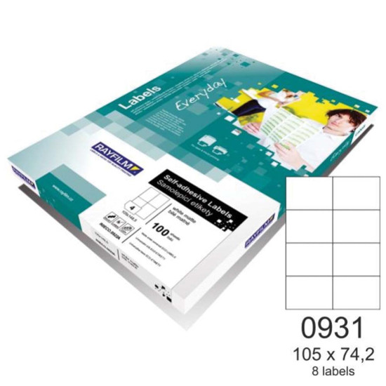 Rayfilm 110R0ECO0931A ετικέτες εκτύπωσης ορθογώνιες 105x74mm A4 100φ.