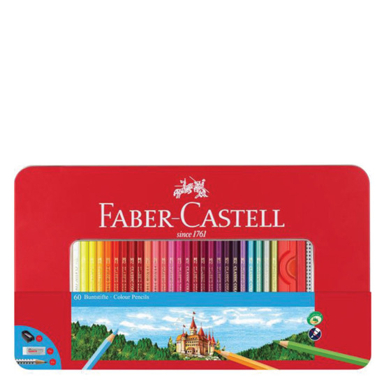 Faber Castell 115894 μεταλλική κασετίνα με ξυλομπογιές 60 χρ.