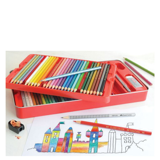 Faber Castell 115894 μεταλλική κασετίνα με ξυλομπογιές 60 χρ.