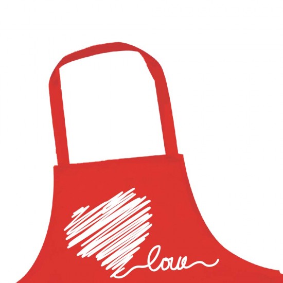 Δωρόσημο 12411 ποδιά μαγειρικής - love 68cm κόκκινο