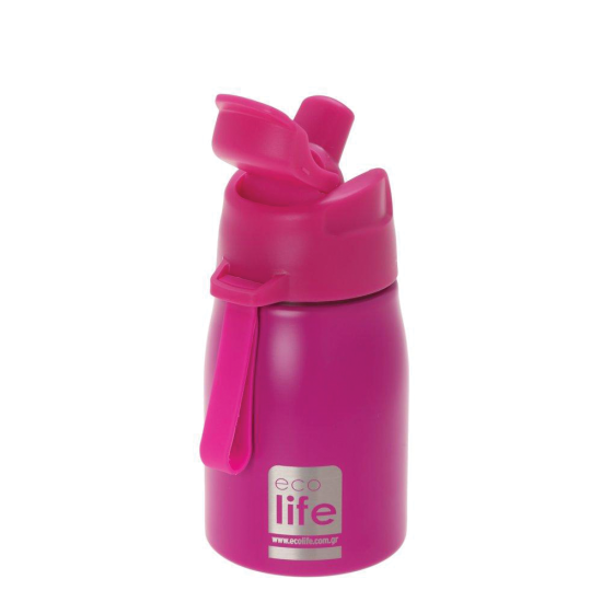 Ecolife 33-BO-1997 παγούρι με καλαμάκι 400ml ροζ