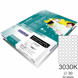 Rayfilm Eco 3030K ετικέτες Α4 εκτύπωσης στρογγυλές 30mm λευκές 100φ.