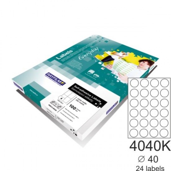 Rayfilm Eco 4040K ετικέτες Α4 εκτύπωσης στρογγυλές 40mm λευκές 100φ.