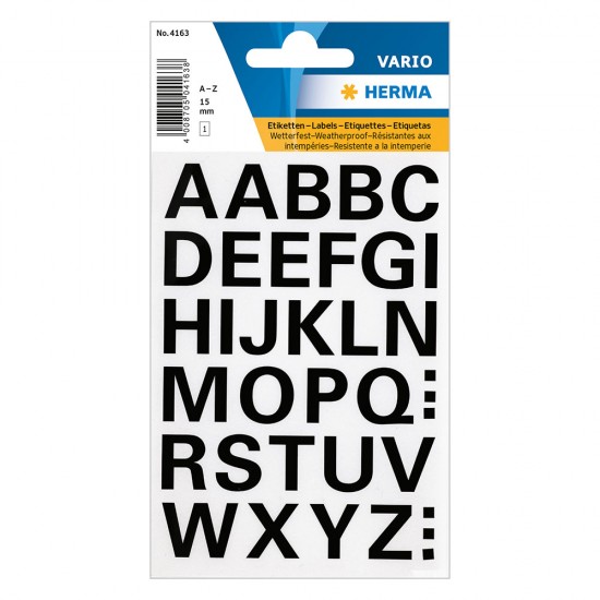 Herma vario 4163 αυτοκόλλητα γράμματα αγγλικά μαύρα (1,5cm)