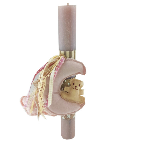 Uniker LD700276 λαμπάδα φεγγάρι αρκουδάκι ροζ