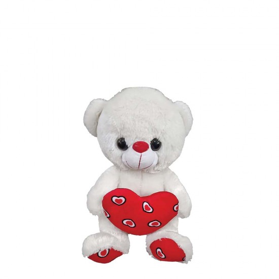 Toy markt 79-456 λούτρινο αρκουδάκι με καρδιά 25cm άσπρο