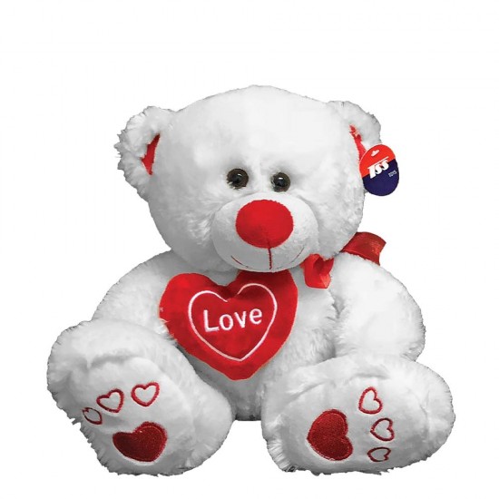 Toy markt 79-463 λούτρινο αρκουδάκι με καρδιά 30cm άσπρο