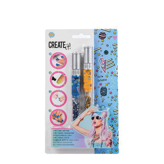 Create it 84155 σετ στυλό 3 σε 1 μανό - γκλίτερ μπλε - κίτρινο