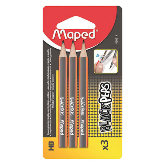 Maped black peps 850211 μίνι ανταλλακτικά μολύβια διαβήτη HB 3τμχ