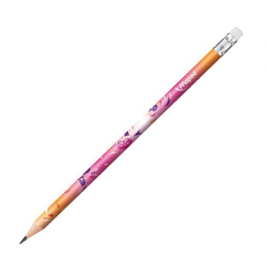 Maped mini cute 851814 μολύβι με γόμα HB ροζ/πορτοκαλί