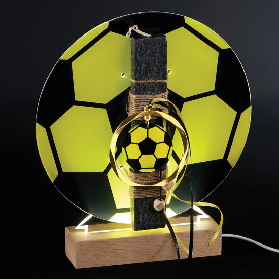 Adorex ΕΛ756 λαμπάδα με LED φωτιστικό plexiglass κίτρινη μπάλα ποδοσφαίρου