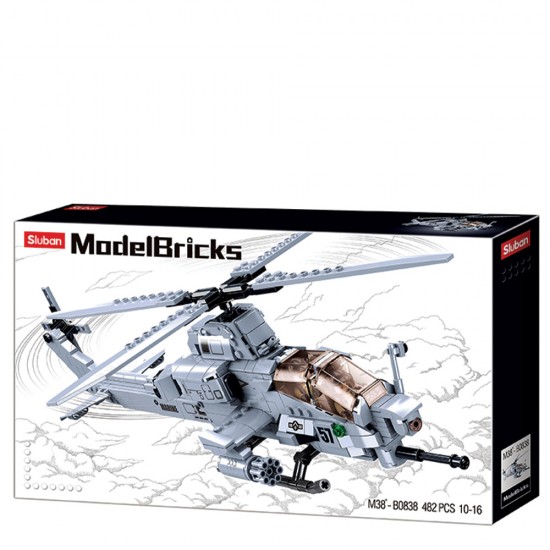 Sluban B0838 Model Bricks Attack helicopter 482 pcs