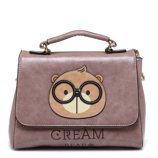 Cream Bear C1052-1 τσάντα μεσαία χειρός  24x12x19cm Ροζ