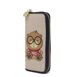 Cream Bear C2002-1 πορτοφόλι μεγάλο με φερμουάρ 19x2x10cm Μπεζ