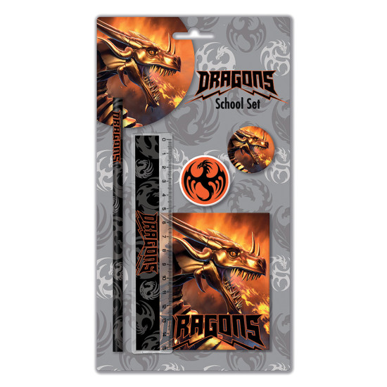 Graffiti Dragon 231144 σετ σχολικό (Μολύβι-Ξύστρα-Γόμα-Χάρακας-Σημειωματάριο)