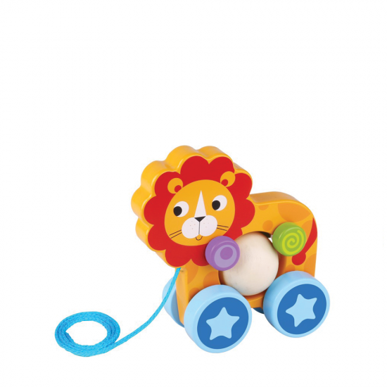 Tooky Toy TKE005 ξύλινο συρόμενο παιχνίδι λιοντάρι