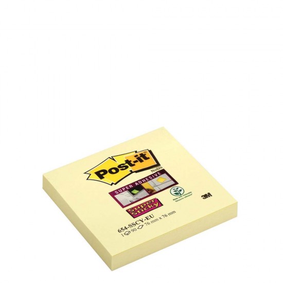 3M Post it 654-SSCY-EU χαρτάκια σημειώσεων αυτοκόλλητα 76x76mm 90φ κίτρινο