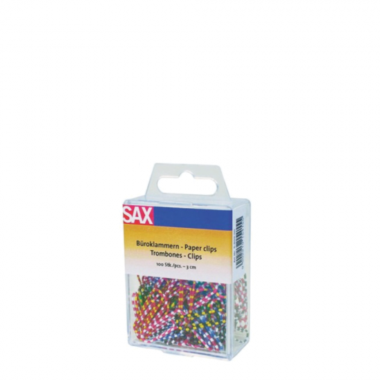 Sax 809-00 συνδετήρες χρωματιστοί 30mm 100τμχ