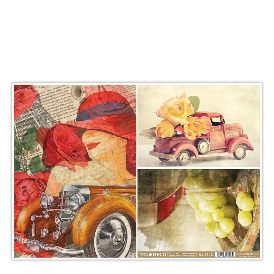 Skag Deco No19/2 ριζόχαρτο decoupage 2 σχεδίων A3 Αυτοκίνητο
