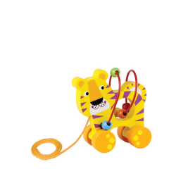 Tooky Toy TKE008 ξύλινο συρόμενο παιχνίδι με χάντρες τίγρης