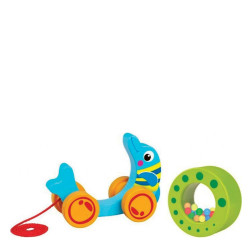 Tooky Toy TKE013 ξύλινο συρόμενο παιχνίδι δελφίνι