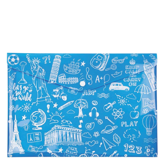 Τυποτράστ Doodle FP25404-03 φάκελος κουμπί Α4 μπλε