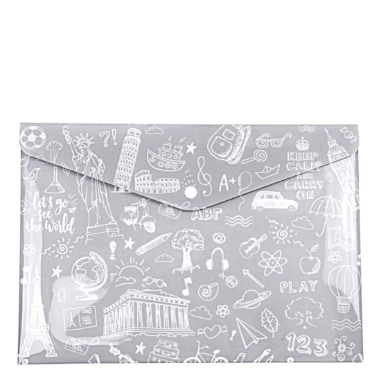 Τυποτράστ Doodle FP25404-12 φάκελος κουμπί Α4 γκρι