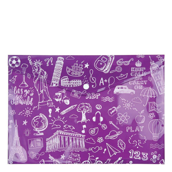 Τυποτράστ Doodle FP25404-08 φάκελος κουμπί Α4 μωβ