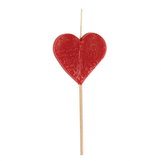 Adorex Μ4601a λαμπάδα πιτσιλωτή καρδιά σε ξυλάκι, κόκκινη
