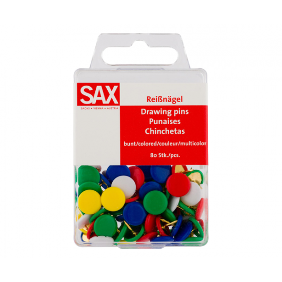Sax 811-02 πινέζες χρωματιστές 80τμχ