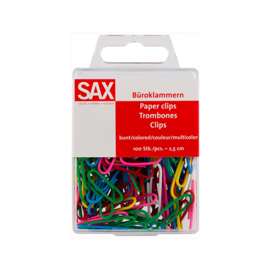 Sax 807-01 συνδετήρες χρωματιστοί 25mm 100τμχ
