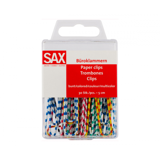 Sax 808-00 συνδετήρες χρωματιστοί 50mm 30τμχ