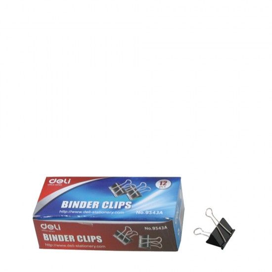 Deli 9543A Binder clips πιάστρα εγγράφων μαύρη 32mm 12τμχ