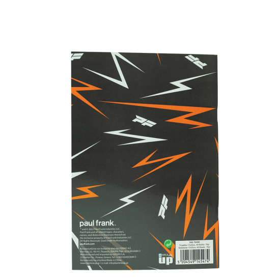 BMU 346-76400 τετράδιο ριγέ 17Χ25cm Paul Frank sports - Julious Orange