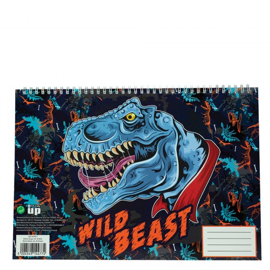 BMU 357-07417 μπλοκ ζωγραφικής Α4 σπιράλ 30φ. Wild Dino beast