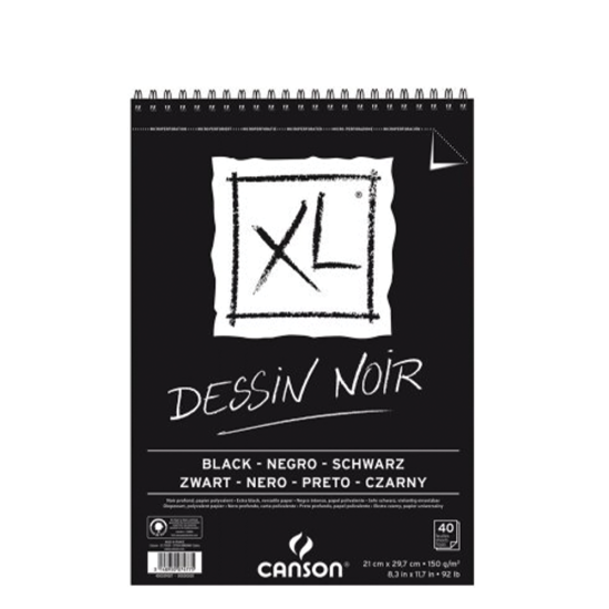 Canson XL μπλοκ σχεδίου σπιράλ A4 29.7x21cm 40φ. 150gr μαύρο