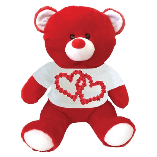 Δωρόσημο 11364 λούτρινο αρκουδάκι 50cm κόκκινο Δύο καρδιές
