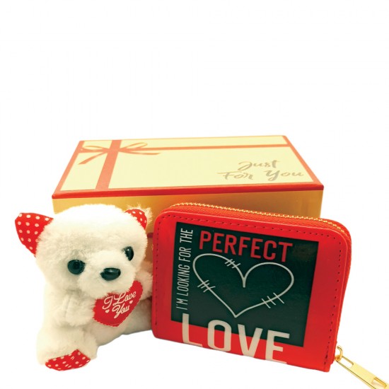 Δωρόσημο 11401-1 σετ αρκουδάκι με πορτοφόλι κόκκινο Perfect Love