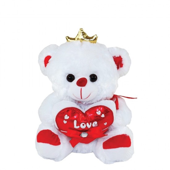 Δωρόσημο 13069 λούτρινο αρκουδάκι 28cm κορώνα λευκό Love