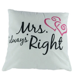 Δωρόσημο 13098-2 μαξιλάρι 45χ45cm λευκό Mrs always right