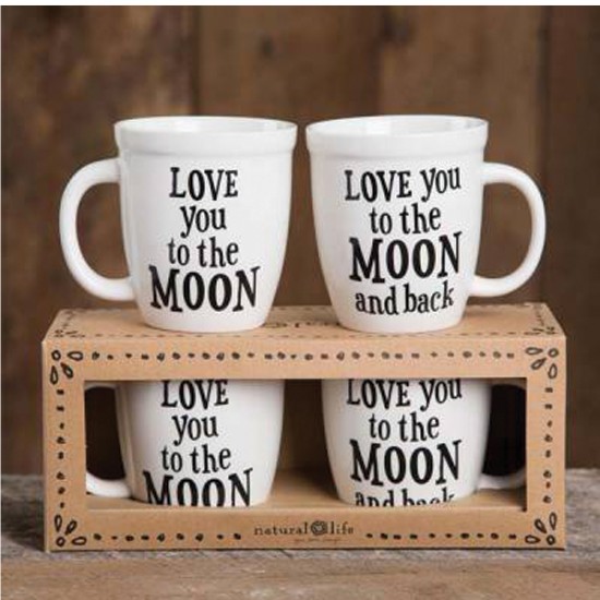 Natural Life Ceramic Mug sets MUGS054 σετ 2 κούπες "Love you to the moon"