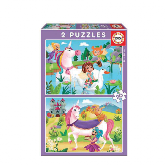 Educa 18064 σετ puzzles 2 x 20τμχ Unicorns-Fairies
