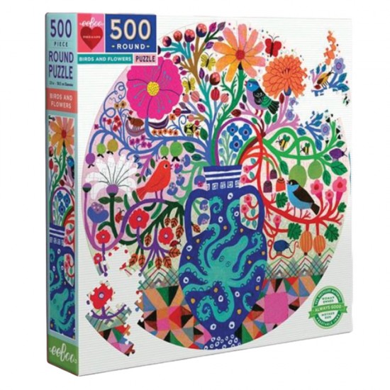 eeBoo PZFBDF puzzle στρογγυλό Birds & flowers 500τμχ