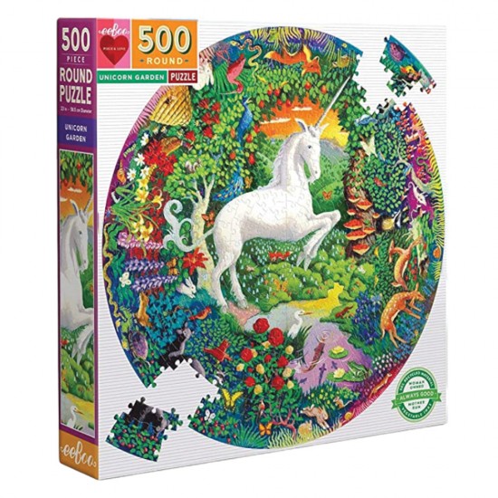 eeBoo PZFUNG puzzle στρογγυλό Unicorn garden 500τμχ