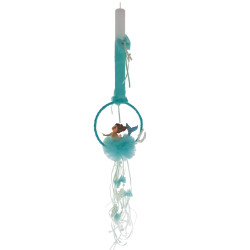 Georgia candle creations 070782 λαμπάδα με τούλι aqua και γοργονάκι