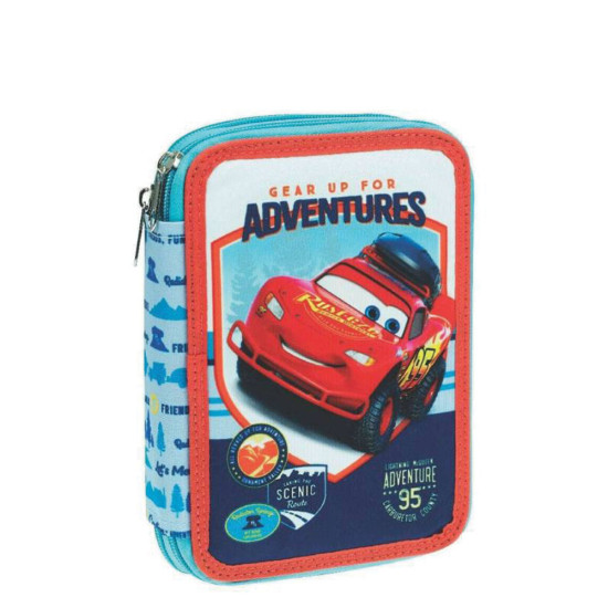 Gim 341-37100 κασετίνα διπλή γεμάτη cars gear up