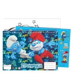 Gim 344-22416 μπλοκ ζωγραφικής 23x33 40φύλλα +stickers Smurfs